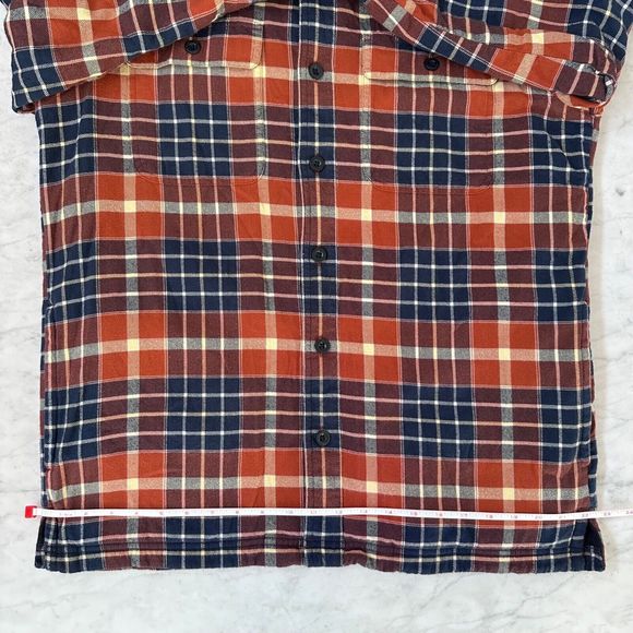 LL Bean Fleece Lined Flannel Shirt Jacket Men's Medium Shacket Navy Plaid - Picture 11 of 13